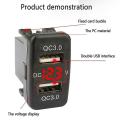 Car Dual Usb3.0 Fast Charge with Display Voltmeter Black and Red