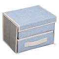 Foldable Home Underwear Storage Box (blue Double Layer One Draw)