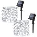 2 Pack 33ft 100 Led Lamp Beads Solar String Lights Outdoor,cool White