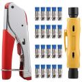 Coax Cable Crimper Coaxial Rg6 Compression Tool Kit with 20pcs F Rg6