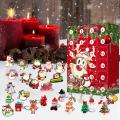 Christmas Advent Calendar for Kids with 24 Pcs Resin Key Ring Decor