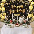 Black Gold Background Birthday Man and Woman Birthday Banner Poster,