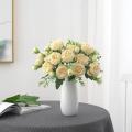 3 Bunches Peony Artificial Flower for Decoration Fake Rose Champagne