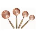 Measuring Cups Spoons Wood Handle Stainless Steel Baking Kit 4pcs A