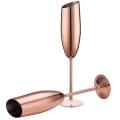Set Of 2 Stainless Steel Champagne Flutes Glasses Rose Gold
