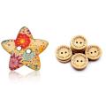 50pcs 2 Holes Colorful Wooden Scrapbook Sewing Buttons (star)