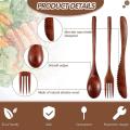 15 Pcs Wooden Spoon Fork Knife Cutlery Set Wooden Dinner Utensil Set