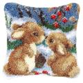 Latch Hook Kit Pillow Cover Handcraft for Kids & Adults Rabbit 17inch
