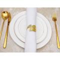 Napkin Rings Set Of 6, Metal Napkin Rings for Holiday Party Gold