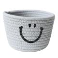 Smile Small Woven Cotton Rope Storage Baskets, Grey