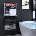 Foldable Iron Laundry Basket Wall Mounted Bathroom Dirty White