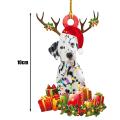 Christmas Dog Ornament Wooden Cute Dog Decor Nativity Party Gift(a)