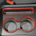 Red Carbon Car Water Cup Holder Panel Cover Trim for Dodge Challenger