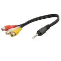 Black 3.5mm Plug Male to 3 Rca Female Adapter Audio Video Cable