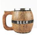 Wooden Barrel Beer Mug, Bucket Shaped Drinkware with Handle