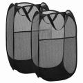 Pop-up Laundry Basket (2 Pcs) Foldable Pop-up with Handle(black)
