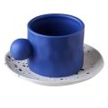 Breakfast Cup Hand-splashed Ink Mug Ceramic Cup and Saucer Gifts B