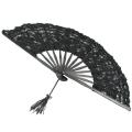 Handmade Cotton Lace Folding Fan (black)