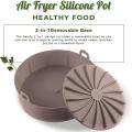 Air Fryer Silicone Pot, with Removable Base,accessories Brown 6.3inch