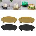 4pcs Plate Candle Holder Gold Black Decorative Pillar Candlestick