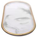 Gold-plated Oval Plate Ceramic Plate Marbled Dish Snack Cake Tray