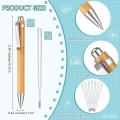 20 Pcs Bamboo Retractable Ballpoint Pen and 20 Pcs Extra Refills