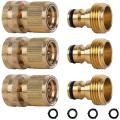 Garden Hose Connect Solid Brass Quick Connector 3/4 Inch Ght (3 Sets)