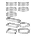 10 Pack Stainless Steel Tart Ring,tower Pie Baking Mould (5 Shapes)
