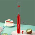Electric Milk Frother Egg Beater Kitchen Drink Foamer Whisk Red