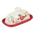 Food Container Butter Plate with Lid Kitchen Tableware Cheese Dish A