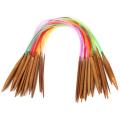 18 Pairs Multicolor Carbonized Bamboo Circular Tube Knitting Needles
