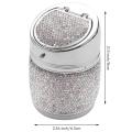 Diamond Shiny Auto Ashtray with Cover for Women Girls Silvery