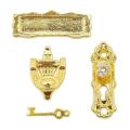1:12 Miniature Gold Door Ring Lock Door Set Alloy