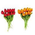 20 Pcs Artificial Flowers Fake Tulip Bouquet (orange and Red)