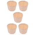 5pcs Mini Woven Baskets without Handles for Crafts Decor (7.5x9cm)