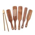 6-piece Teak Wooden Cooking Utensils Set Spatula Slotted Spatula