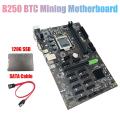 B250 Btc Mining Motherboard with 120g Ssd+sata Cable Lga 1151
