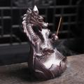 Home Decor Handmade Ceramic Dragon Backflow Incense Burner Holder