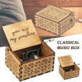 Wooden Music Box Christmas Gift Hand-cranked Wooden Sunlight Crafts