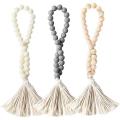 Boho Home Decor Wood Bead with Jute Rope Plaid Natural Wood Beads