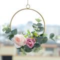 Floral Hoop Wreath Garland Artificial Rose for Nursery Decor, Round