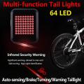 Usb Rechargeable Bike 64led Turn Signal Light with Intelligent Sensor