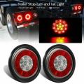 2x Round 4inch Red/amber Led Truck Trailer Tail Lights Brake Lights