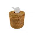 Round Rattan Tissue Box Vine Roll Toilet Paper Cover Dispenser