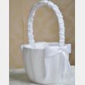 Bowknot White Satin Wedding Ceremony Party Flower Girl Basket