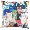 Flax Decorative Pillow Case Cushions 45 X 45cm Cat Pattern