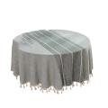 59inch Rustic Table Clothes for Round Tables (striped Grey)