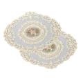 2 Pack Retro French Style Lace Placemats Fashionable Embroidered Cup