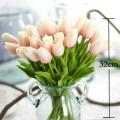 30pc Artificial Tulips Flowers Real Pu Tulip Bouquet Latex Light Pink