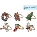 6pcs Christmas Napkin Rings Xmas Napkin Holder Rings Wreath